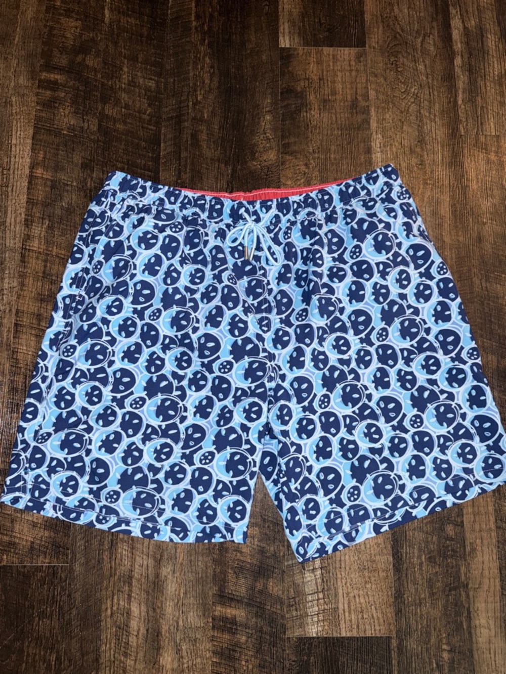 Peter Millar Mens XXL Atlantic Blue Sand Dollar Mesh Swim Trunks Seaside Shorts
